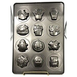 Halloween Cookie Sheet Pan 12-Cavity Nonstick Sweet Creations Baking Tray Spooky